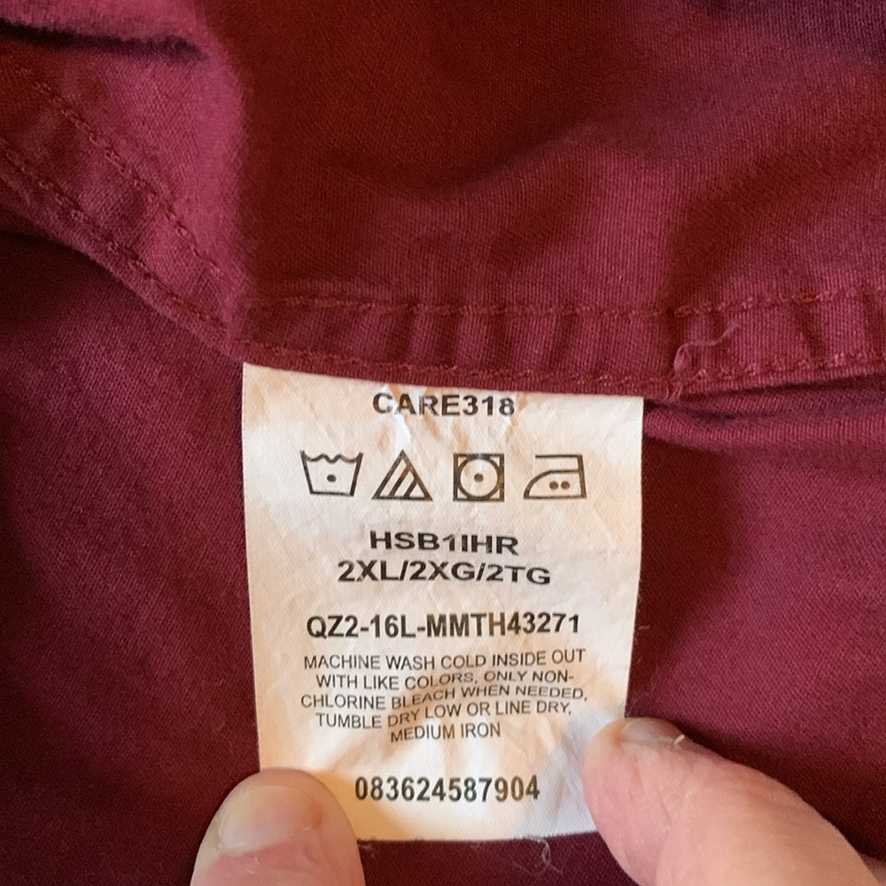 Wrangler Maroon Casual Button Down Short Sleeve Shirt - Picture 5 of 5